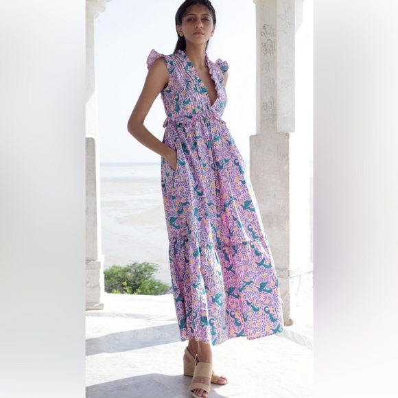 Banjanan Constance Maxi Dress Delph Bird Peony - Picture 12 of 15